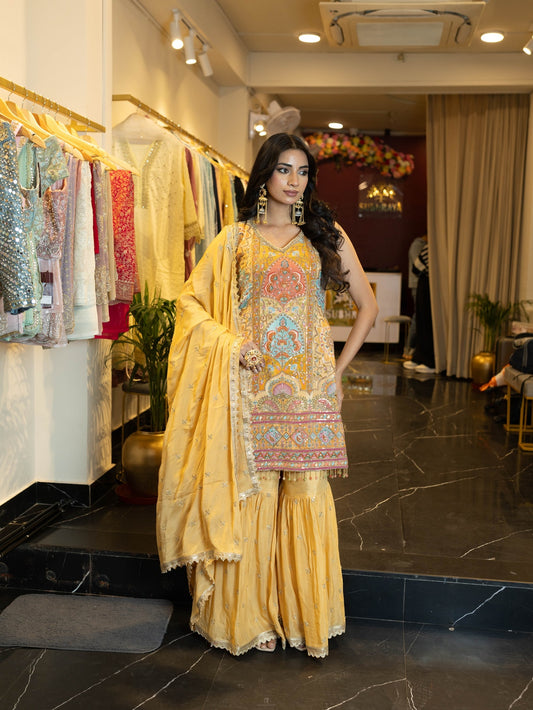Subhraya Marigold Melody Sharara Set