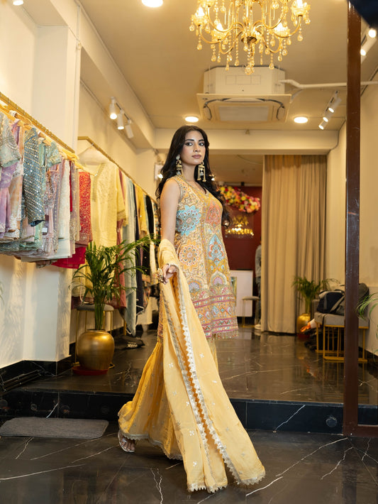 Subhraya Marigold Melody Sharara Set