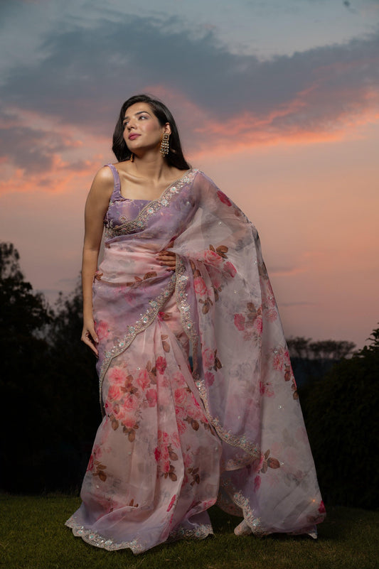 Subhraya Cotton Candy Tissue Silk Saree