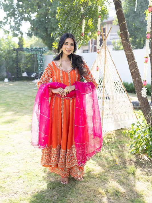 Subhraya Marigold Orange Anarkali Set