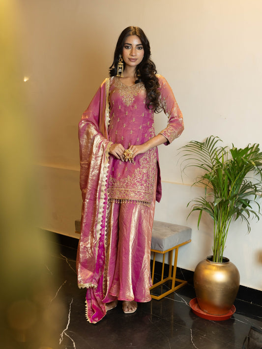 Subhraya The Fuschia Brocade Gharara Suit