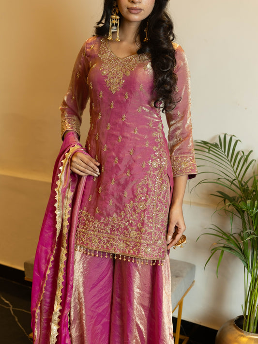 Subhraya The Fuschia Brocade Gharara Suit