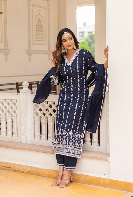 Subhraya pure cotton blue A line kurta