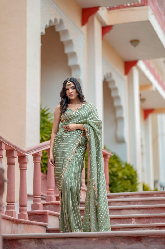 Subhraya Silk Green Saree