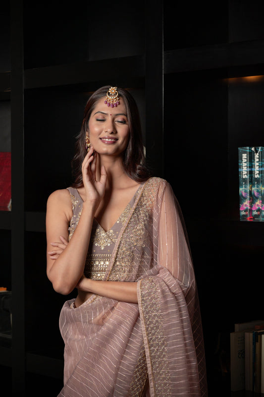 Subhraya Veiled Rose Georgette Saree
