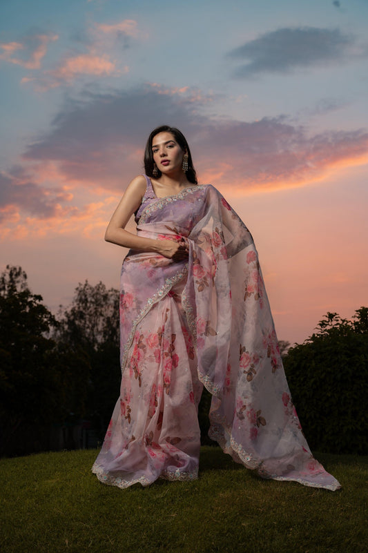Subhraya Cotton Candy Tissue Silk Saree